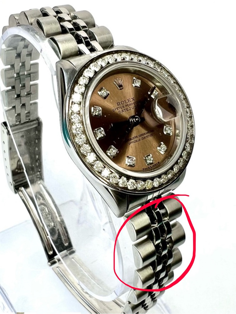 Set of 3 Genuine Rolex stainless steel jubilee bracelet adjustable links